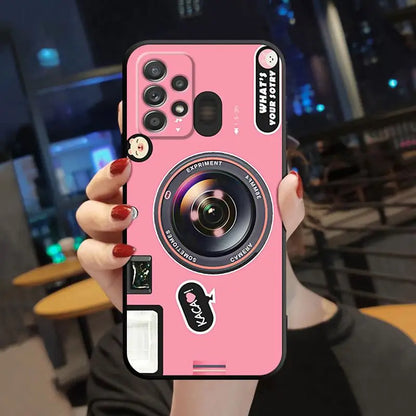 Case For Samsung Galaxy A52 A53 A12 A13 A54 A32 A51 A71 A23 A33 A21s 5G A22 A50 Soft Phone Retro Camera Games