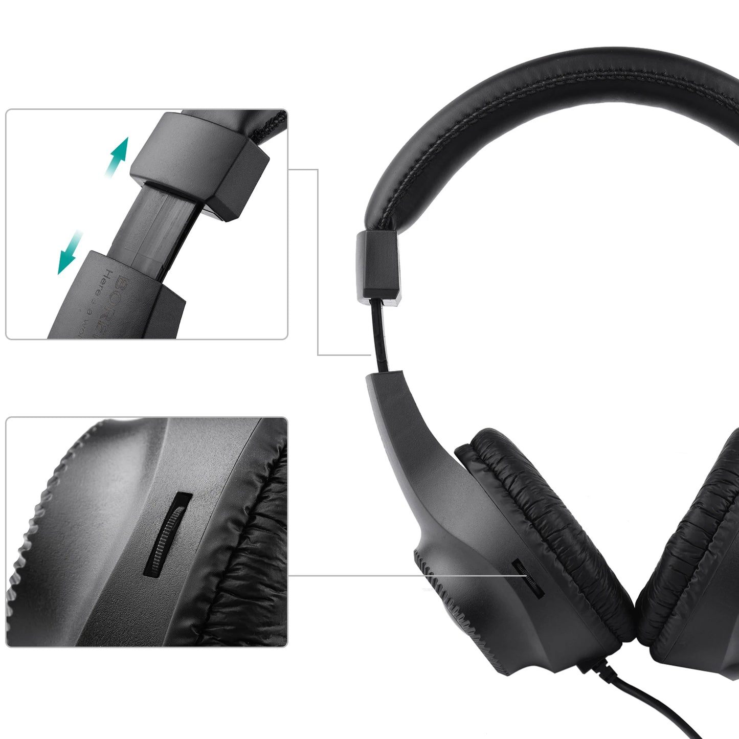 Wired Stereo Monitor Headphones Over-ear Headset with 50mm Driver 6.5mm Plug for Guitar Amplifier Electric Piano Audio Mixer