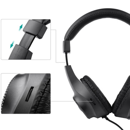 Wired Stereo Monitor Headphones Over-ear Headset with 50mm Driver 6.5mm Plug for Guitar Amplifier Electric Piano Audio Mixer
