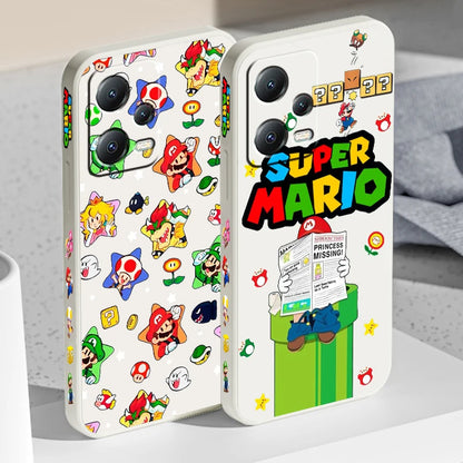 S-Super M-Marios B-Bros Cute Liquid Left Rope For Xiaomi Redmi Note 13 12 12S 12R 11 11T 11S 10 10S Pro Plus 5G TPU Phone Case