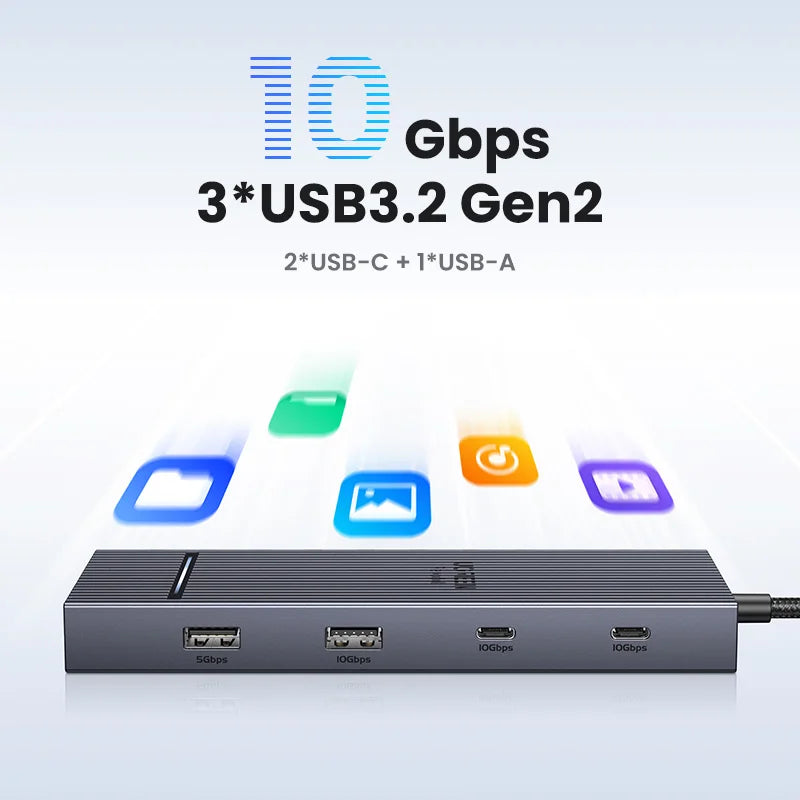 UGREEN USB C HUB 10-in-1 4K60Hz HDMI USB3.2 10Gbps PD100W RJ45 SDTF USB Splitter for Laptop Macbook Pro Air iPad Docking Station