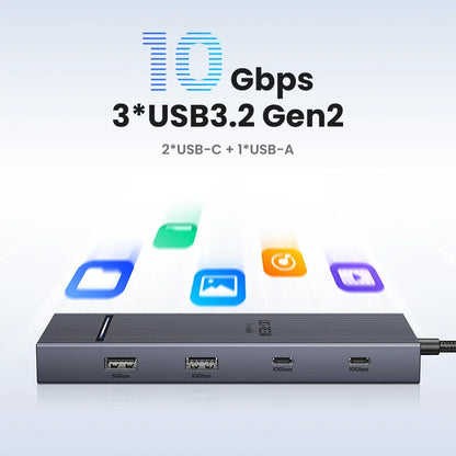 UGREEN USB C HUB 10-in-1 4K60Hz HDMI USB3.2 10Gbps PD100W RJ45 SDTF USB Splitter for Laptop Macbook Pro Air iPad Docking Station