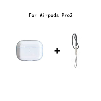 Clear Soft TPU Earphone Case for Airpods 4 3 2 1 Pro Pro2 Shockproof with Lanyard Strap for Airpods 4 Charging Case Cover
