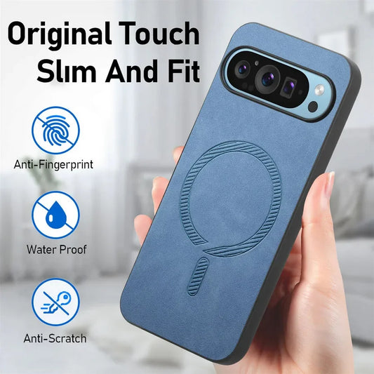 For Google Pixel 9 Pro XL Case Pixel9 Pro 9A Luxury Leather for Magsafe Magnetic Wireless Charging Cover for Pixel 7 8 Pro 7A 8A