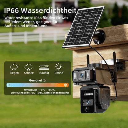 Dual Lens Solar Camera WIFI Security Outdoor Surveillance Camera Solar Panel with Battery CCTV security PZT IP cameras