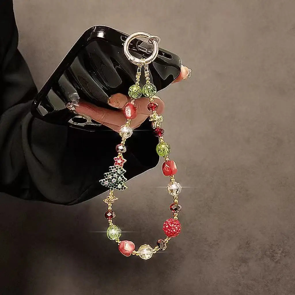 Cute Christmas Phone Chain Pendant Wrist Strap Anti-lost Lanyard Festival For iPhone Decorative Strap Bracelet Phone Accessories