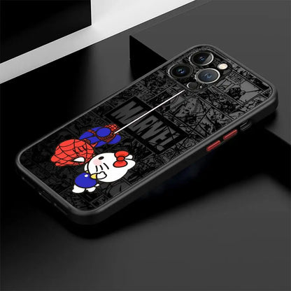 Marvel Cute Spidermans Hello Kitty Phone Case for iPhone 16 15 11 12 13 14 Pro Max 16 Plus 12 Mini 7 8 XR XS 15Pro MAX 16e