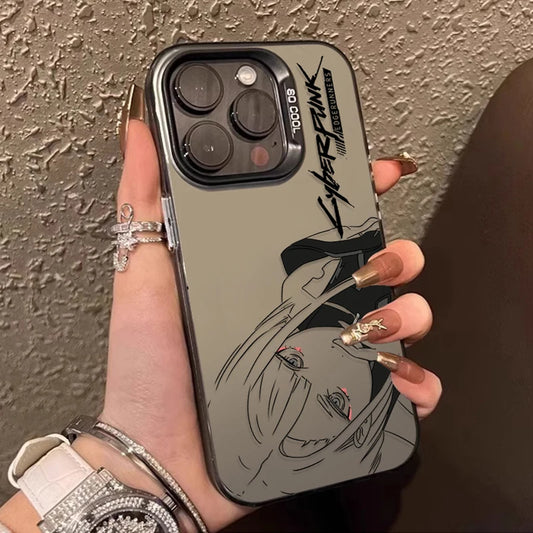 Cool Edgerunners C-Cyberpunks Plating Case for iPhone 15 14 16 13 12 11 Pro Max XS X XR 8 7 Plus SE 2020 Shockproof Matte Cover