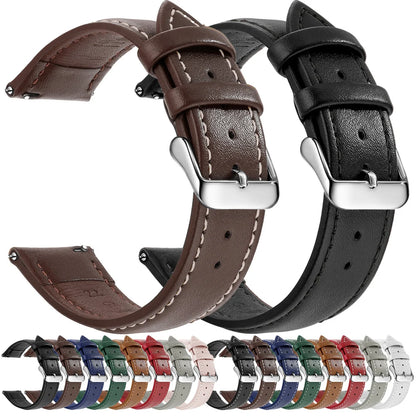 Top Grain Genuine Leather Watch Band, Quick Release 12/14/16/18/19/20/21/22/24 mm Watch Straps, Replacement Bands for Men Women