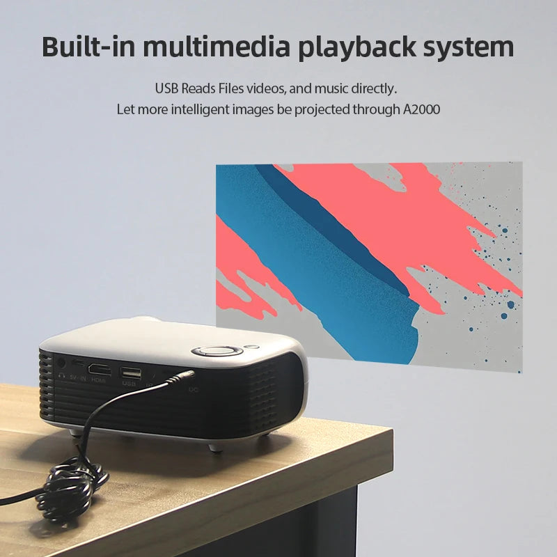 AUN A2000 Portable Projector LED Home Theater Projector Mini Cinema Smart TV Beamer Support 1080P Full HD Movie Play