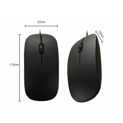 Wired USB Optical Mouse for PC Laptop Computer Scroll Wheel Mice Black