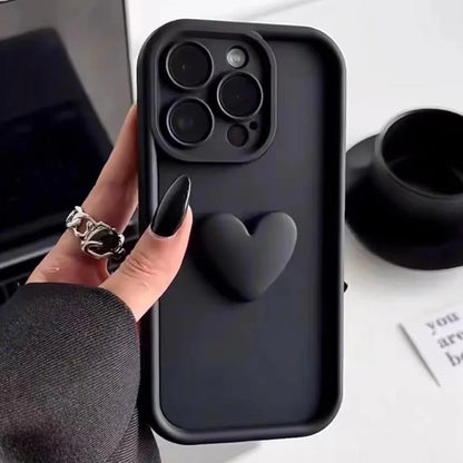 Luxury Cute 3D Love Heart Silicone Phone Case For iPhone 17 Air 16 15 13 12 11 14 Pro Max XR 16 Plus Shockproof Candy Back Cover