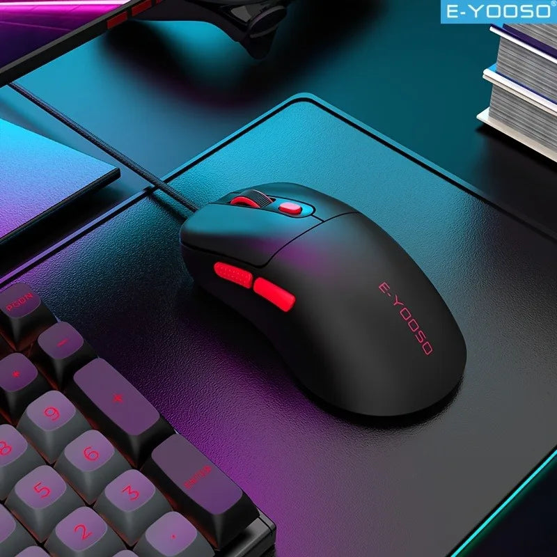 E-YOOSO USB Wired Mouse Gaming Mouse with 6 Buttons, Macro Editing Support, Optical Gamer Mice Ergonomic for Computer Laptop PC