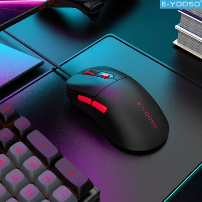 E-YOOSO USB Wired Mouse Gaming Mouse with 6 Buttons, Macro Editing Support, Optical Gamer Mice Ergonomic for Computer Laptop PC