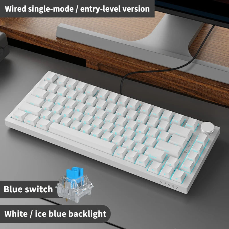 AJAZZ AK820 / AK820Pro Gaming Mechanical Keyboard 75% 82 Keys Wired Single Mode/Bluetooth Wireless Gamer Keyboard for Laptop PC