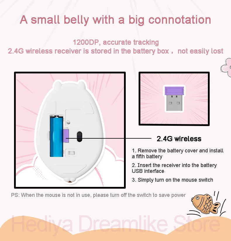 Cute Cat Wireless 2.4G Mouse kitten Designed Creative Mause Ergonomic USB Optical 1200 DPI Mini Mice Kid Gifts For PC Laptop