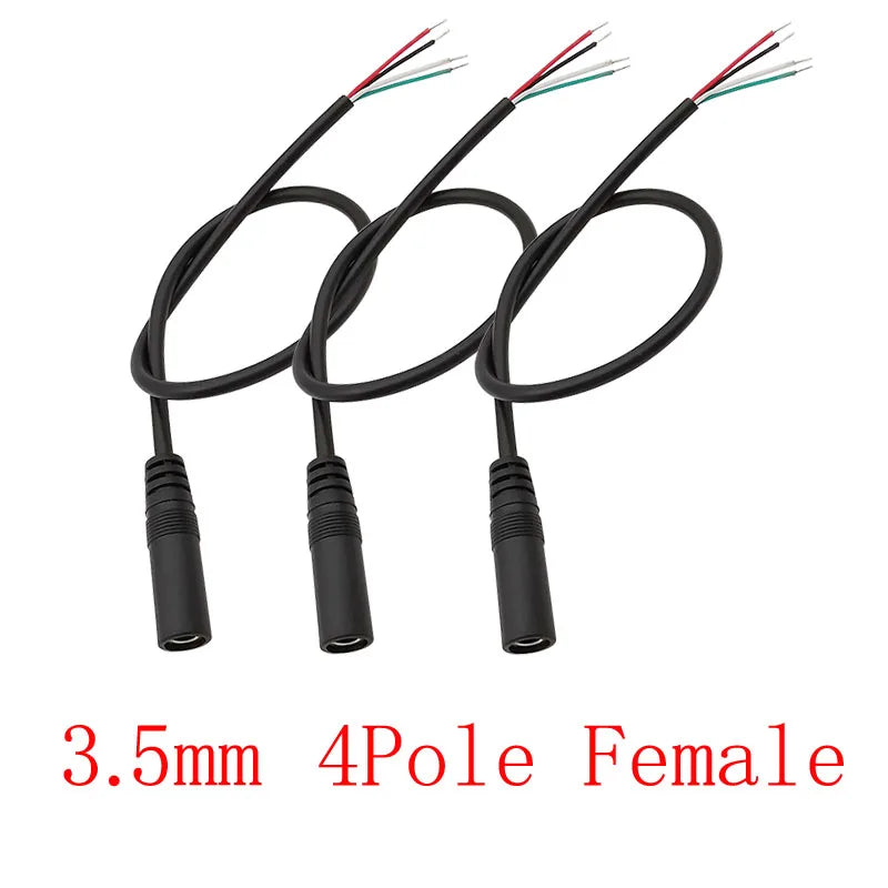 3Pcs 2.5mm/3.5mm Male Female 2/3/4Pole Mono/Stereo Aux Plug Jack Connector To Bare Wire End For DIY Audio Headphone Cable Repair