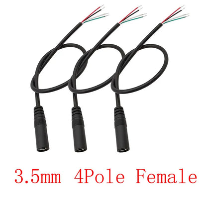 3Pcs 2.5mm/3.5mm Male Female 2/3/4Pole Mono/Stereo Aux Plug Jack Connector To Bare Wire End For DIY Audio Headphone Cable Repair
