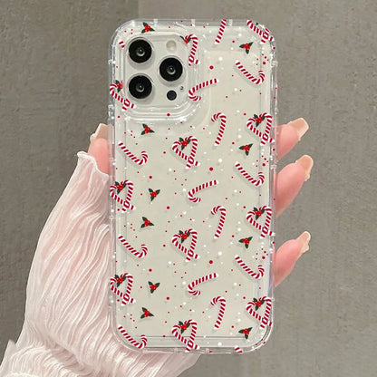 Winter Christmas Graphic Print Clear Case for iPhone 16 15 14 13 12 11 Pro Max Mini 16E XR SE2 7 8 Plus Shockproof Soft Cover
