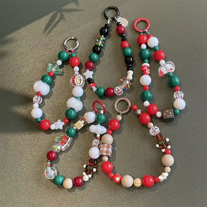 Cute Christmas Phone Chain Pendant Wrist Strap Anti-lost Lanyard Festival For iPhone Decorative Strap Bracelet Phone Accessories