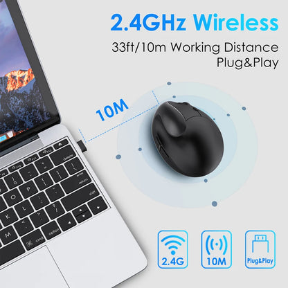 Vertical Grip Silent Wireless Mouse Rechargeable Hand Designer Drawing Office Creative Ergonomic Mouse For Computer PC