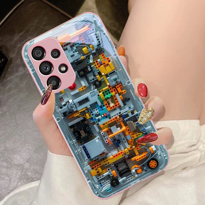 Mechanical device black For Samsung Galaxy S10 4G S20 11E 30 S21 22 S24 Fe Pro S23 S25 Ultra 5G S9 Tempered Glass Phone Case