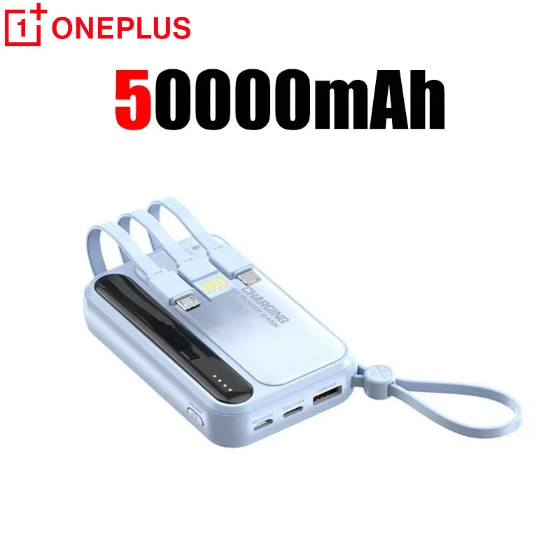 Oneplus Built in Cables Power Bank 4 In1 50000mAh Large Capacity Intelligent Digital Display Light Portable Battery For Samsung