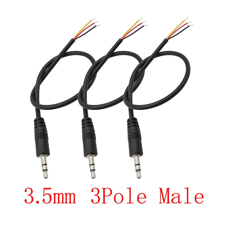 3Pcs 2.5mm/3.5mm Male Female 2/3/4Pole Mono/Stereo Aux Plug Jack Connector To Bare Wire End For DIY Audio Headphone Cable Repair