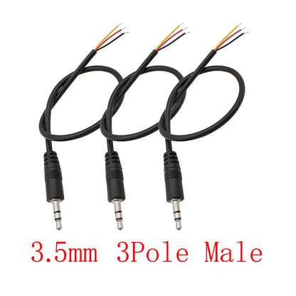 3Pcs 2.5mm/3.5mm Male Female 2/3/4Pole Mono/Stereo Aux Plug Jack Connector To Bare Wire End For DIY Audio Headphone Cable Repair