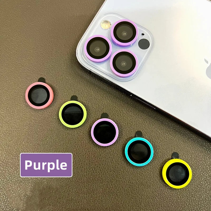 Luminous Ceramic Camera Protector Film For iPhone 16 14 13 12 11 15 Pro Max Plus 13 mini Lens Ring Tempered Glass Glowing Cap