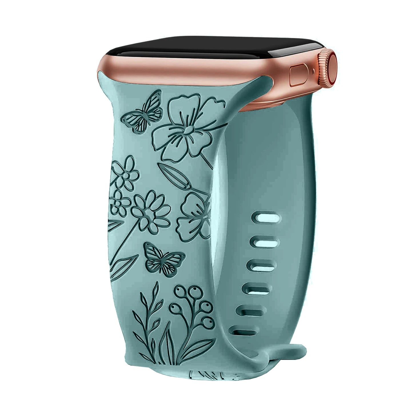 Strap For Apple Watch Band 40mm 44mm 41mm 49mm 45mm 46mm 42mm Silicone Engraved Bracelet iwatch Series ultra 2 10 9 SE 8 7 6 5 4