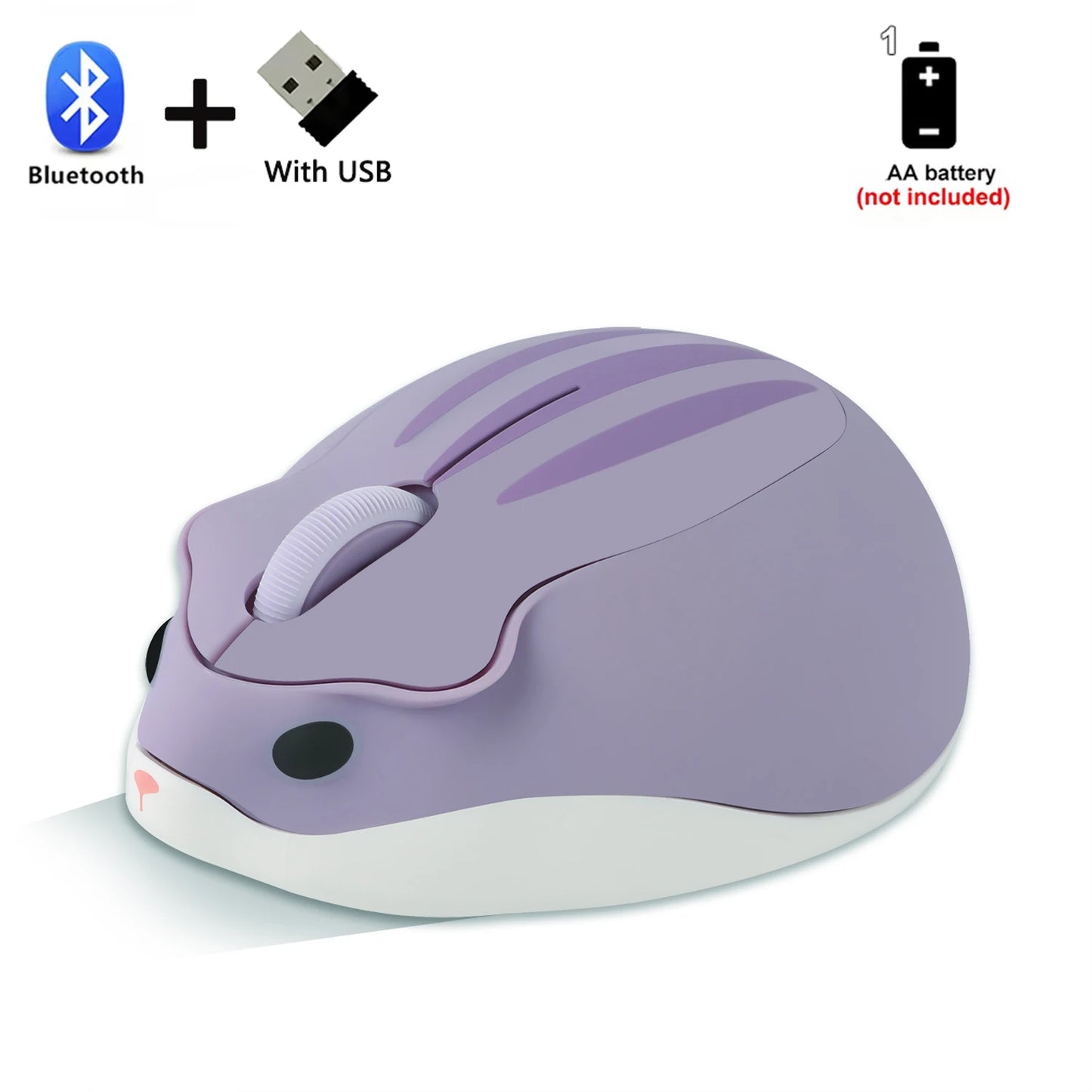 Cute Cartoon Hamster Shape Creative Mouse Bluetooth/2.4G Mini Wireless Mute Ergonomic Optical Mice PC Laptop Desktop Universal