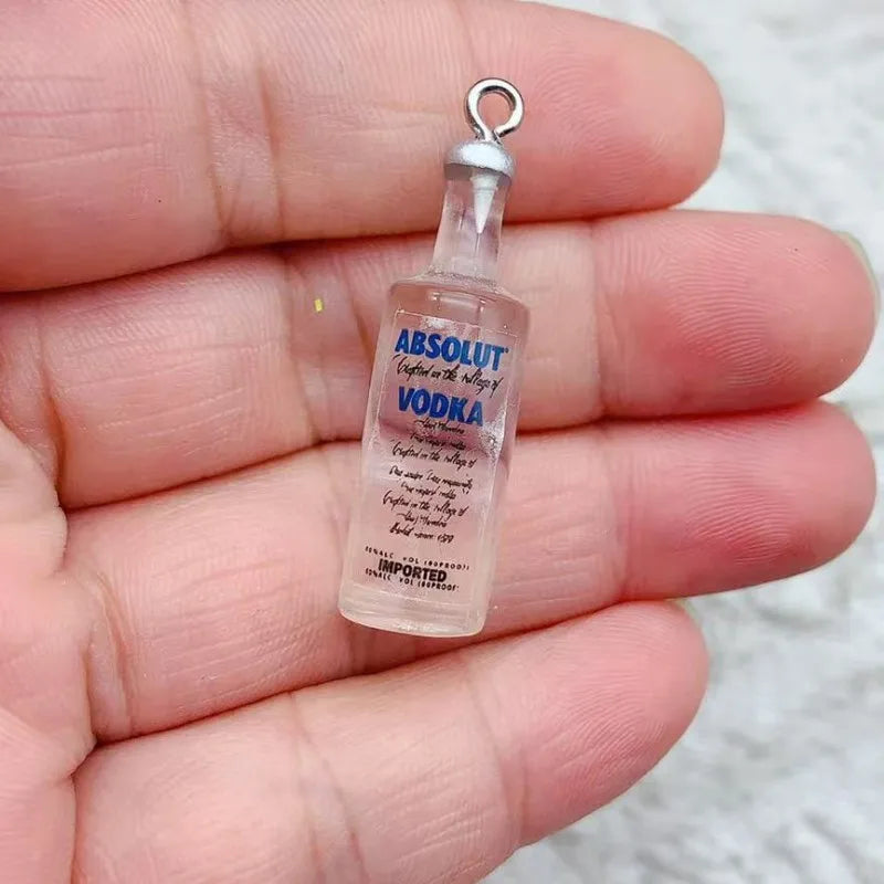 10pcs Mini Alcoholic Drink Bottle Resin Charms Popular Wine Bottles Pendant For Earring Keychain Diy Cute Jewelry Making