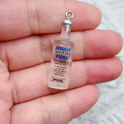 10pcs Mini Alcoholic Drink Bottle Resin Charms Popular Wine Bottles Pendant For Earring Keychain Diy Cute Jewelry Making