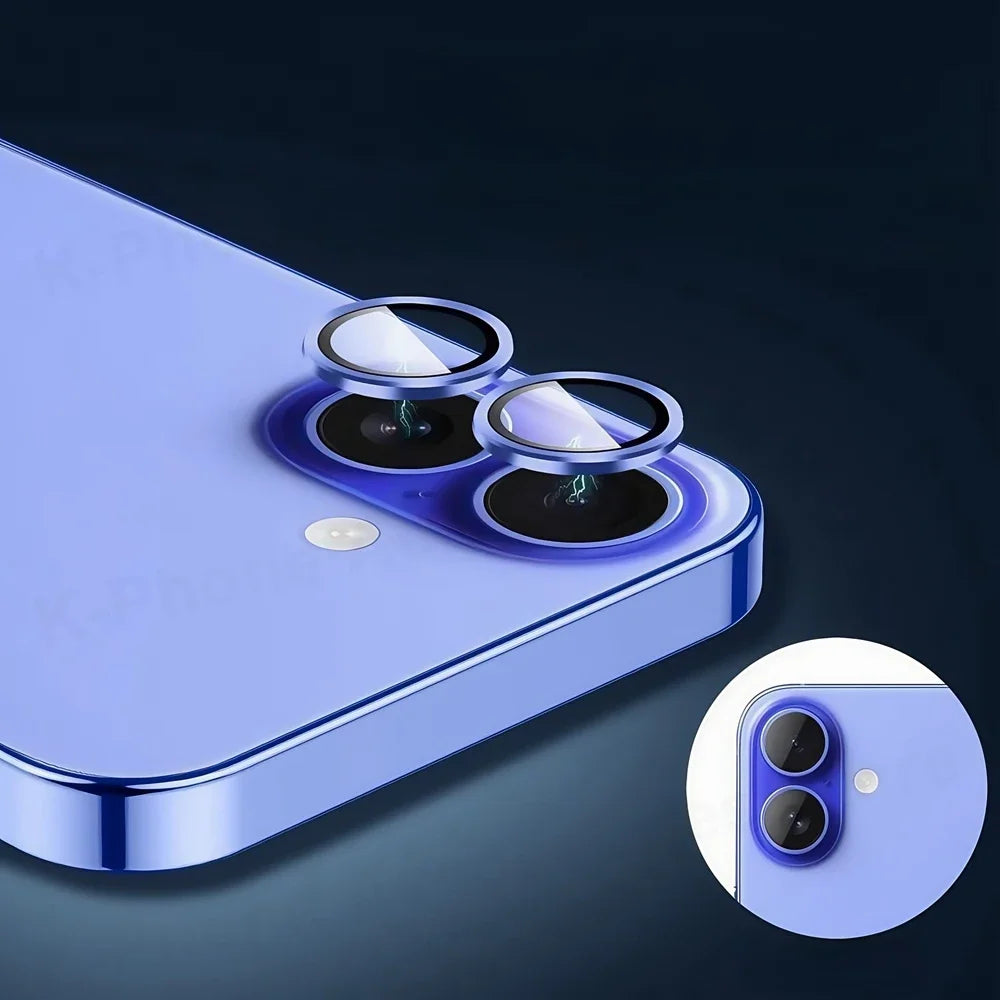 Aluminum Metal Ring Camera Protector For IPhone 16 Plus Rear Lens Tempered Glass Cover For IPhone 16+ 16Plus Lens Protective Cap