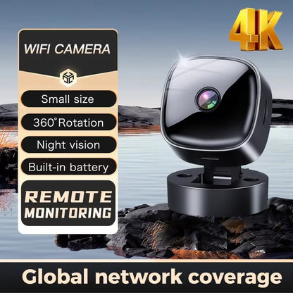 New Security Monitoring High Definition 4K 360° Rotating WiFi Mini Camera No Need for Plug in Night Vision Smart Home Monitoring
