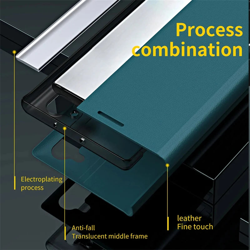 Luxury Leather Flip Case For Samsung Galaxy S25 S24 S23 S22 S21 S20 Ultra Plus S25 Edge S23 S21 S24 FE Note 20 Ultra Stand Cover