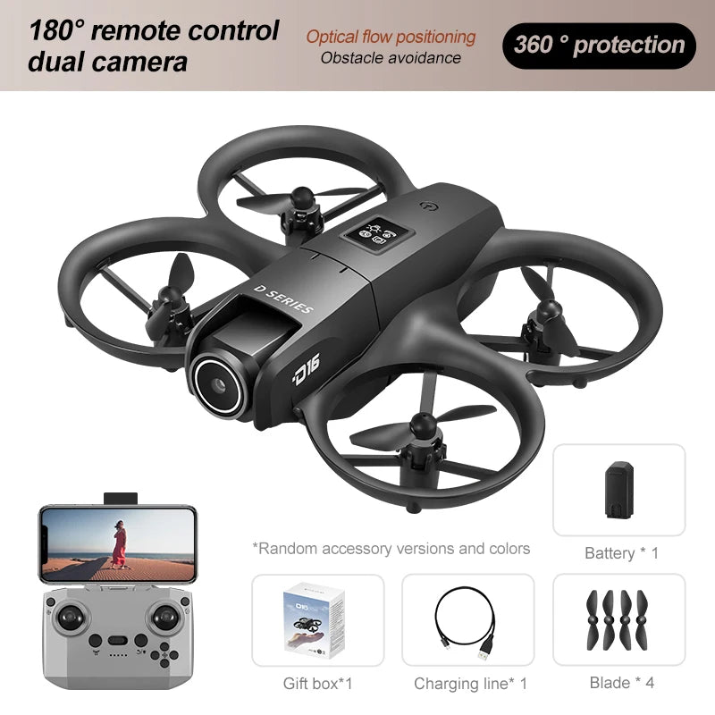 D16 Mini Drone 8K HD Dual Camera Profesional 180° Electric Adjustable GPS Positioning Obstacle Avoidance Bushless Uav 15000M