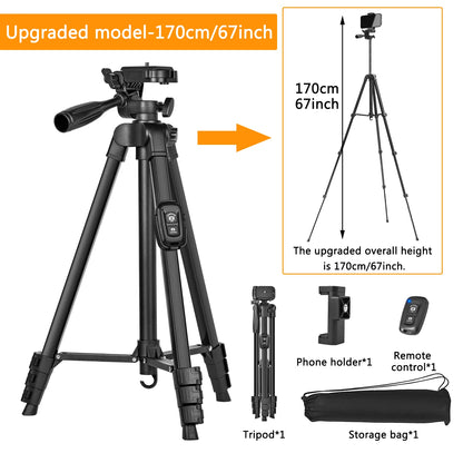 Tripod,60" Camera Tripod with Travel Bag,Cell Phone Tripod with Remote,Professional Aluminum Portable Tripod Stand