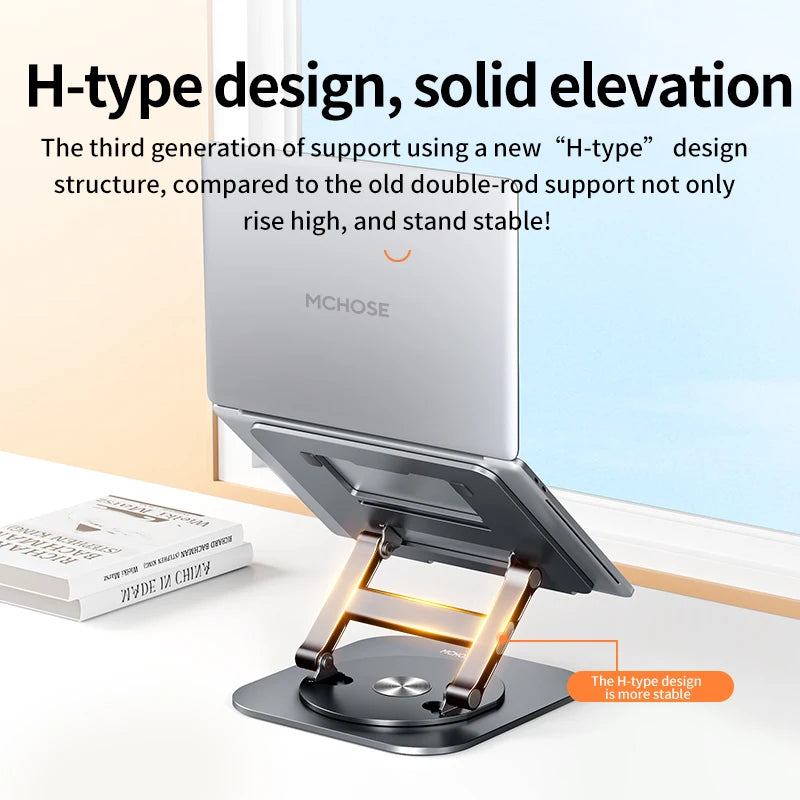 Laptop Stand 360° Rotatable Notebook Holder Liftable Desk Riser Stand Aluminum Alloy Stand Compatible With 9.7-17.3 Inch Laptops
