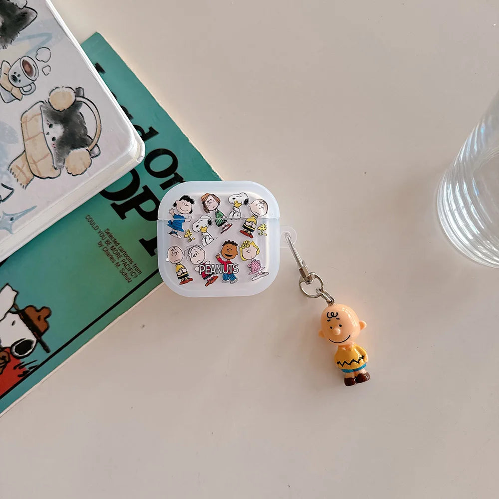 Cute Cartoon Snoopy Charlie Brown Earphone Case For Airpods 4 1 2 3 Pro 2  Wireless Bluetooth Headset Protective TPU Cover
