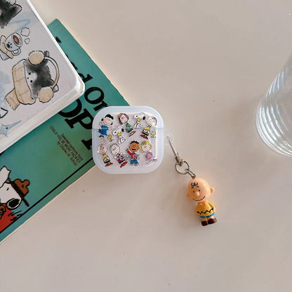 Cute Cartoon Snoopy Charlie Brown Earphone Case For Airpods 4 1 2 3 Pro 2  Wireless Bluetooth Headset Protective TPU Cover