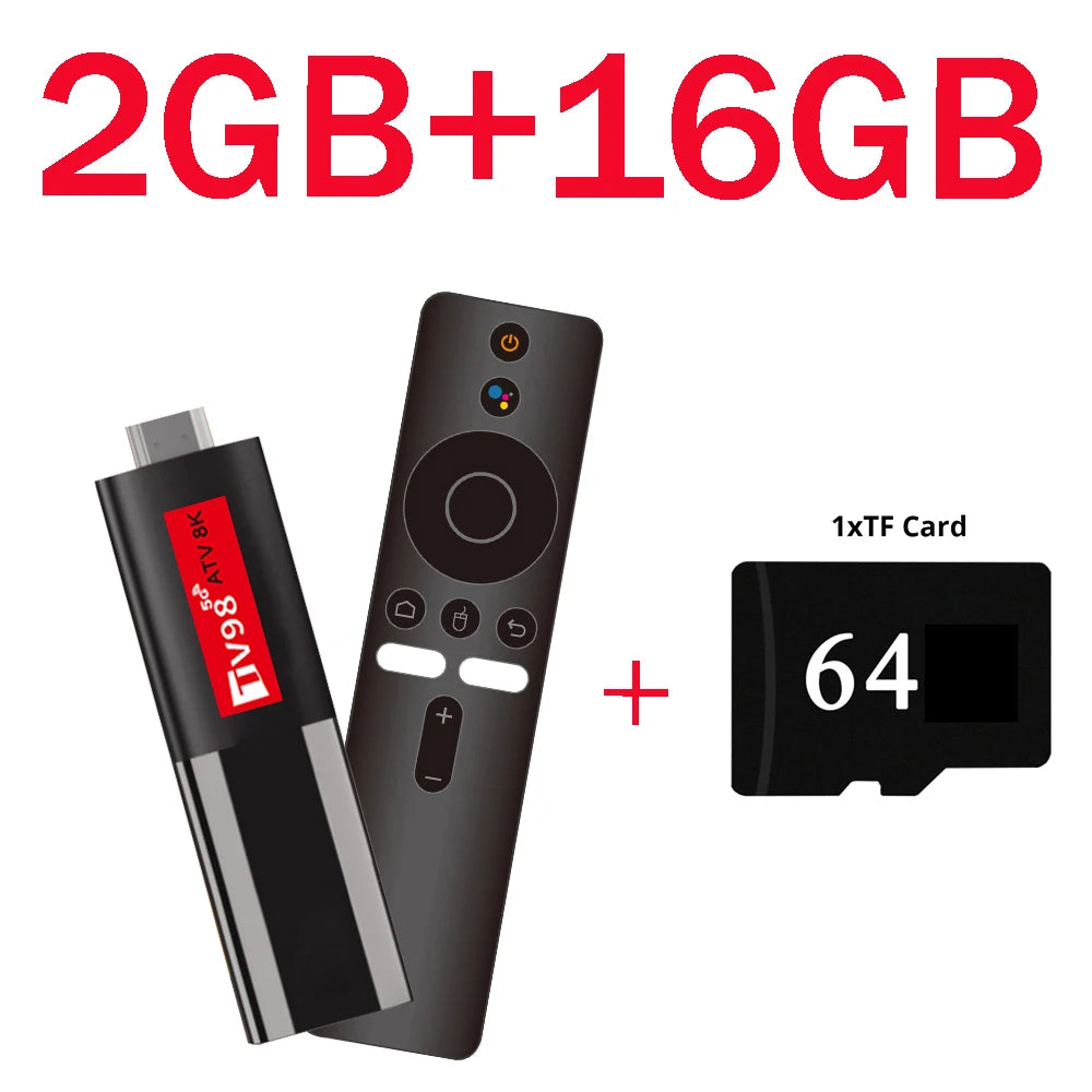 TV98 ATV 8K Mini TV Stick Android 14 Allwinner H618 Quad Core Cortex A53 Support 8K 4K Wifi 6 BT 5.0 Voice Remote Smart TV Box