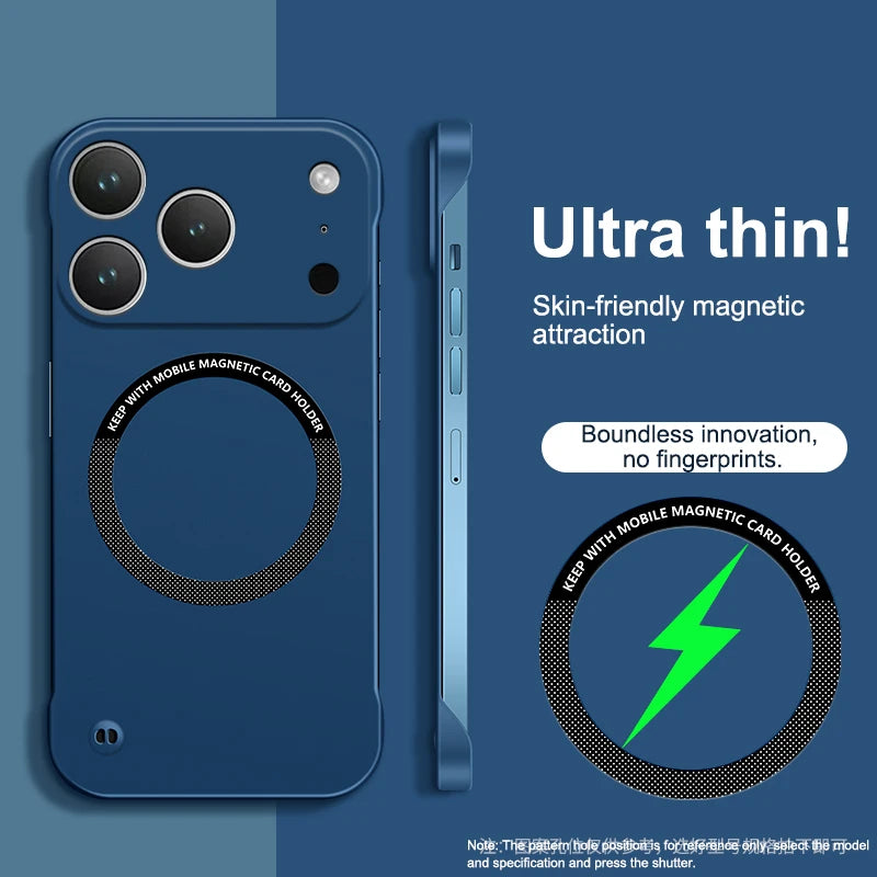Frameless Magnetic For Magsafe Slim Case For iPhone 17 Pro Max Air iPhone17Pro Max 5G Wireless Charging Hard Back Cover