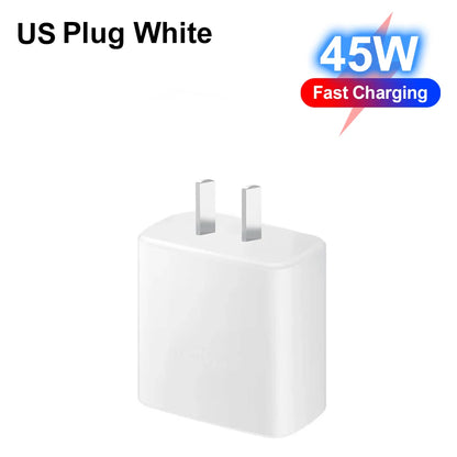 PD Charger 45W for Samsung Galaxy S23 S22 Fast Charging High Speed Type C Mobile Phone Adapter for IPhone Xiaomi