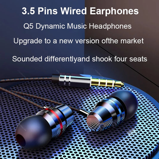 2pcs Wired Earphones, 3.5mm-Pin Wired headphone With Mic, HiFi Stereo Game Headset ,Noise Cancelling Metal Earbuds, For Xiaomi