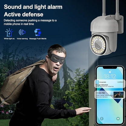 8X Zoom IP66 Wifi IP Wireless Security Surveillance  PTZ Camera Indoor Outdoor Cameras Tracking Two-way Audio HD Night Color Cam