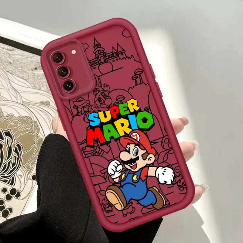 Anime M-Marios Cartoon Phone Case For Samsung Galaxy S25 S24 S23 S22 S21 S20 Ultra Plus FE 5G Eye Ladder Soft TPU Cover