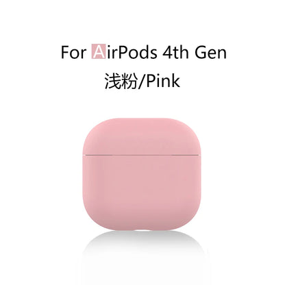 for 2024 AirPods 4 earbuds Solid color Earphone Protector cases with keychain liquid silicone soft for New AirPods 4 ANC Cases