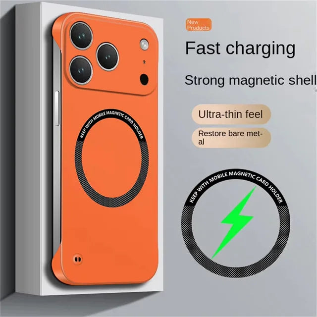 Ultra Thin Hard PC Magnetic Frameless Phone Case For Magsafe For iPhone 17 Air 16 15 14 13 Pro Max Plus Matte Color Solid Cover